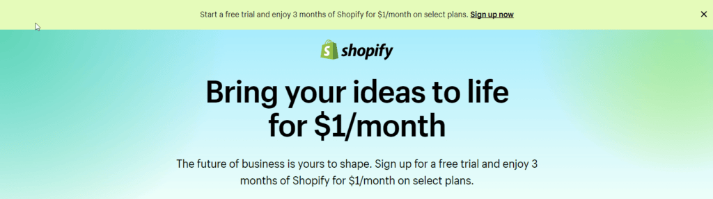 Shopifty $1 for 3 months
